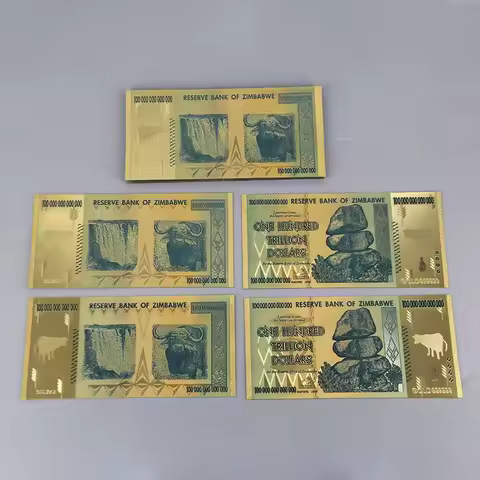 20pcs/set ZIMBABWE Black Gold Foil 100 Trillion Commemorative Dollars Banknotes