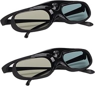 Yoidesu 2Pcs DLP 3D Glasses, 144Hz Rechargeable 3D Active Shutter Glasses DLP Link LCD Lens 3D Glass