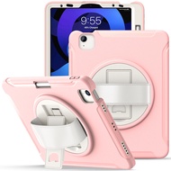 กรณีกันกระแทกสำหรับ iPad Air 5 2022 5th Generation A2588 A2589 A2591 IPadAir 4 10.9 "โรตารี่พร้อมสาย