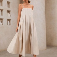 Plus Size Women Apricot Strap Casual Vacation Dress Coconut Girl Summer Outfits For Women Country Co