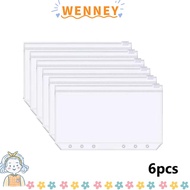 WEY 6Pcs 6-Hole Binder Pockets, PVC Transparent Zipper Binder Pouches,  A6 Waterproof Receipt Bag Sa