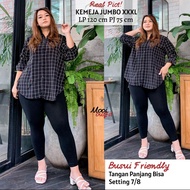 KEMEJA KOTAK WANITA JUMBO 3XL LD 120 / KEMEJA KERJA CASUAL BIG SIZE KEKINIAN / KEMEJA KOTAK WANITA L