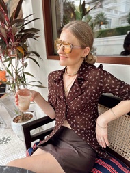 Brown Thai Silk Mini Skirt - Jim Thompson High Quality fabric