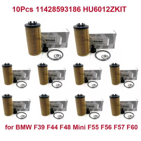 10Pcs Engine Oil Filter 11428593186 HU6012ZKIT For BMW MINI Countryman X1 X2 F39 F44 F48 F54 F55 F56