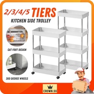 [💯SG STOCK] 2/3/4/5 Tier Trolley Storage Rack Wheels Wide Slim Bathroom Kitchen rack storage Rack kitchen trolley