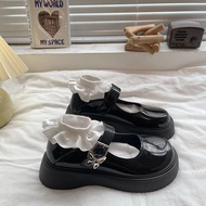 Lolita shoes with 4cm low heel, round toe, shiny leather, big size 40 41 42