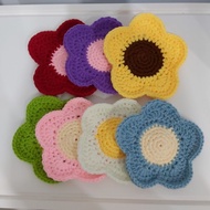 Daisy Flower Knitted Coaster | Daisy Flower Crochet Coaster
