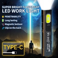 Portable Edc Light Magnetic Back Clip Red Blue Warning Light Compact Cob Work Light