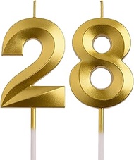 28th 82nd Birthday Candles, Gold 82 28 Year Old Number Birthday Candles, Happy Birthday Party Decora