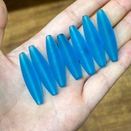 Frosted Sky Blue Sherpa Glass Dzi Beads HIWM