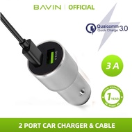 SG5 BAVIN Qualcomm 3.0 Quick Car Charger Dual USB Port Slot Zinc Alloy For Micro USB TYPE-C / Lightn