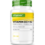 Vit4ever Vitamin D3+K2-365 Tablets-99.7% Full Reverse MK-7 and 2,000 IU Vitamin D3-High Quality RAW 