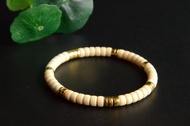 【種月】天然猛獁象牙冰料手圈手串純銀包金隔片