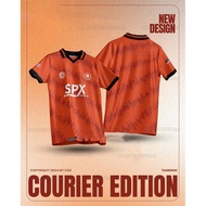 Courier Edition Jersey Baju SPX Express Jersi Viral Murah Custom Name Retro Collar Jersey Lengan Pen