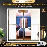 [FREE INSTALL] CUSTOM MIX Almari Baju Full Cermin /Mirror Wardrobe Sliding Door Anti Jump Mirror Cermin 5ft / 6ft / 8ft