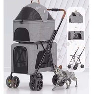 Bello Lightweight Foldable Double-Layer Pet Stroller