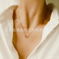 Elegant S925Fashionable French Niche Hollow Design AG Pure Silver Puppy Necklace French Light Luxury