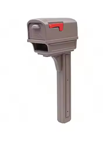 Gibraltar Mailboxes Gentry Large Capacity Double-Walled Plastic Mocha All-In-One Mailbox and Post Co
