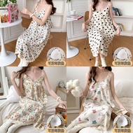 Crayon Shin-chan Night Dress Cotton Removable Chest Pad Slip Dress Cute Flowers Sleepwear Sleeveless