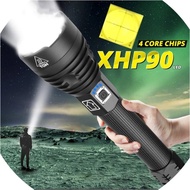 Super Bright XHP90 XHP70 LED Flashlight High Lumens Zoomable Handheld Light Outdoor Camping Light