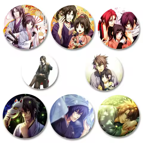 58mm Fans Collection Popular Game Hakuoki Rotundity Tinplate Cartoon Cosplay Badge Backpacks Ornamen