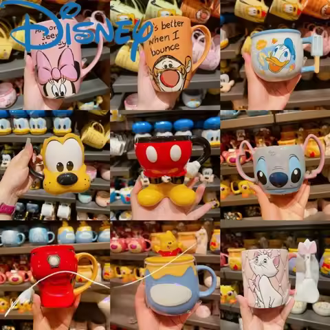 Original Disneyland Mickey Minnie Mug Judy Vinny Donald Duck Goofy Blue Strawberry Bear Stitch Drink