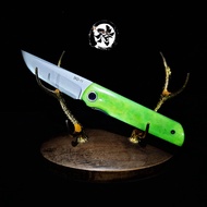 มีดเดินป่า มีดพับ เหล็ก SKD-11 ความแข็ง60-62 HRC ด้ามจับกระดูกวัว