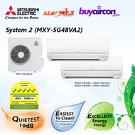 (R410)Mitsubishi Electric Starmex System 2 Aircon - MXY-5G48VA2, 5 Ticks, Free Installation for 25 Feet/Fan-coil