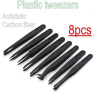 8pcs ESD Tweezer Set Plastic Anti Static Maintenance Plastic tweezers  Anti-static Carbon fiber Tool Kit
