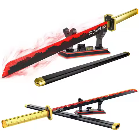 Demon Slayer Yoriichi Tsugikuni Nichirin Sword Building Blocks 1:1 Replica Katana with Stand Collect