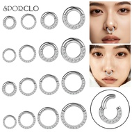 SPORCLO 1 PC Crystal Nose Ring Round Septum Ring 2/2.5/3/4/5/6mm Big Nose Ring Shine Nose Piercing R