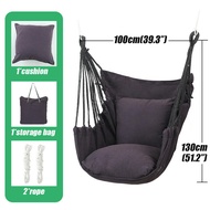 Portable Hammock Chair Swing Chair Seat Hanging Rope Chair with 1 Pillows for Garden Outdoor/Indoor 