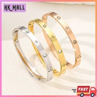(HK Mall) Women Titanium Steel Bangle 18K Gold Bracelet Jewelry Gelang Tangan Perempuan Emas T33