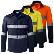 Hi Vis Shirt Men Reflective Safety Workshop Shirt Men Mechanic Long Sleeves Shirt For Men S/M/L/XL/X
