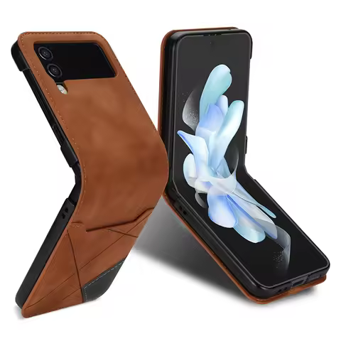 Simple Line Credit Card Slot Phone Case For Samsung Galaxy Z Flip 7FE ZFlip6 Z Flip 3 4 5 PU Leather