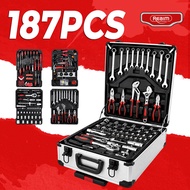 REAIM Tools Set For Motorcycle 187Pcs Wrench Tool Set Heavy Duty Tool Box Set