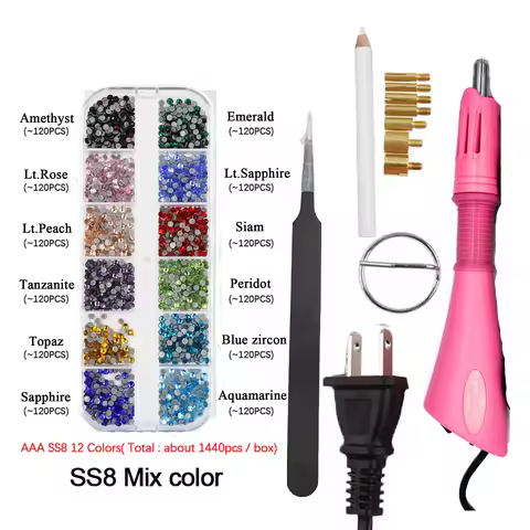 EU /US Purple / Pink Hotfix Rhinestone Applicator hot fix Applicator Fast Heating Iron-on Wand Heat-