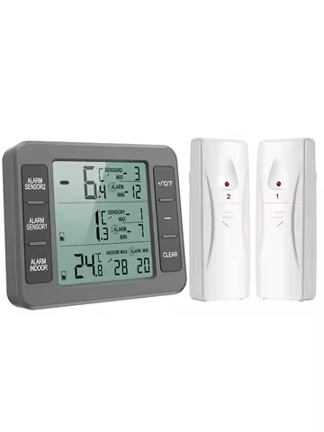 ORIA Fridge Thermometer Digital Freezer Thermometer with 2 Sensors Refrigerator Therm Wireless Indoo