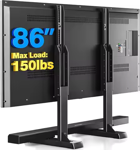 Adjustable TV Stand with Cable Management for 37-86 Inch TVs, Steel Legs Hold 150 lbs, Black