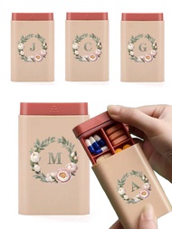 1 PC Personalised Initials Mini Portable Pill Box, Travel 6 Compartment Pill Organiser, Unisex Pill