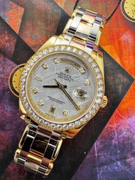 🌈🌈新返貨品🌈🌈💛💛Vintage Rolex DayDate 18948G 歐洲版三色金💛💛🖤🖤原裝隕石水泡石字面💎💎🖤原裝鑽石圈💎39mm 雙推日曆🖤🖤❤️💚靚狀態 淨錶😎1287C (廣華街店）