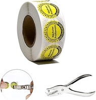 DGUV V3 Test Badges Set with Punch Pliers, 100 Pieces, Diameter 20 mm, Yellow, Self-Adhesive 2025-20