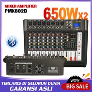 Mixer Audio Profesional  PMX802D 8 sound strip built-in 650 watt power amplifier*2 saluran 16DSP Layer 2 Equalizer Mendukung pemutaran Bluetooth/USB/MP3/PC Peralatan bernyanyi luar ruangan KTV