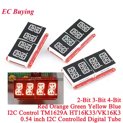 HT16K33/VK16K33 0.54 Inch 0.54‘’ 4 Bit Meter Digital Tube Module LED Display I2C Control 3.3V 5V for
