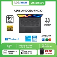 Laptop Asus VivoBook 14 A1400EA-FHD321 - Black [i3 1115G4-4GB-SSD 256GB] - Garansi Resmi