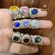 10x12mm American Diamond Oval Cutting Stone Ring AlpacaRing Cincin Lelaki Cincin Titanium Cincin Lel