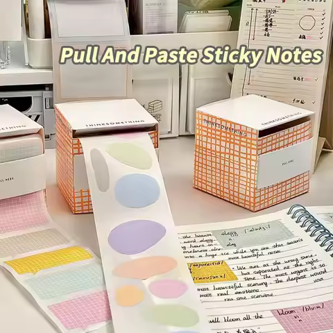 100pcs/1Rolls Creative Pull Out Sticky Notes Notebook Full Adhesive Macarons Colored Index label Sti