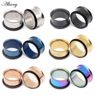 Alisouy 2PCS Ear Expander Stretcher 1.6-25mm Body Piercing Jewelry Punk Stainless Steel Single Flare