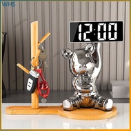 Bear cell phone holder electronic digital clock ornament entryway key storage tray door shoe cabinet living room home decorations