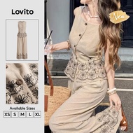 (New Arrival) Lovito Boho Tops or Bottoms Simple Leisure Spring/summer Apricot Trousers Tops or Bott